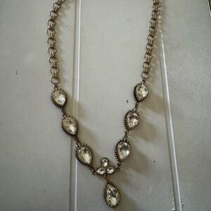 Elegant Gold Necklace with Clear Accents